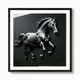 Black Horse Sculpture Art Print