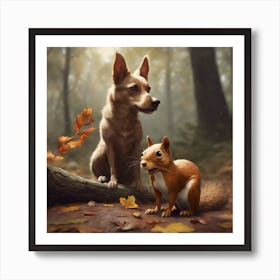 Squirrel And Dog Art Print