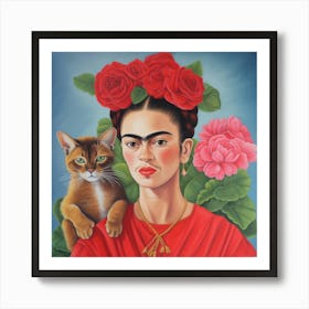 katzen kunst mit Frida Art Print