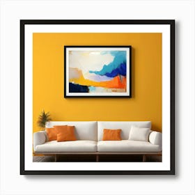 Mock Up Canvas Framed Art Gallery Wall Mounted Textured Print Abstract Landscape Portrait (11) Art Print