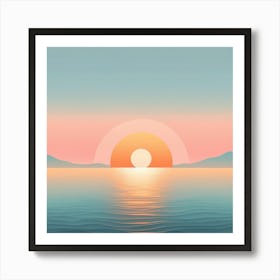 Sunset Over The Ocean 1 Art Print