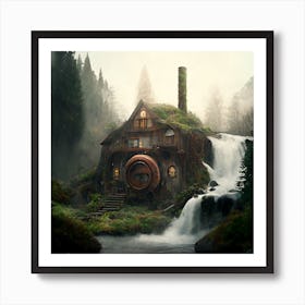 Myeera Steampunk Style Hobbit House Waterfalls Heavy Fog Mounta C300363a 4b7a 4415 Bea5 D1f4c3901721 Art Print