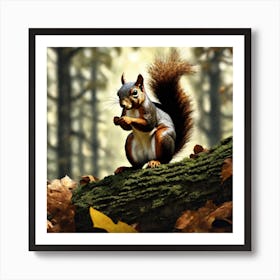 Squirrel In The Forest 34 Art Print