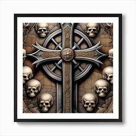 Skulls And Cross Art Print