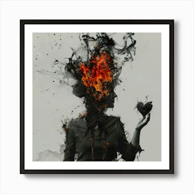 Woman In Flames 1 Art Print