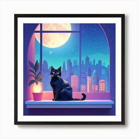 Cat On The Window Sill Art Print