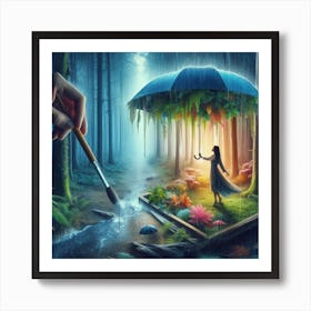 Girl In The Forest Art Print