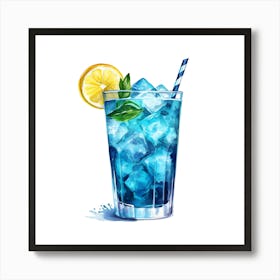 Blue Drink With Lemon Art Print