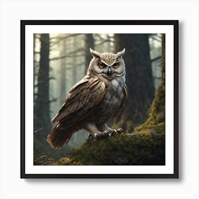 Owl In The Forest 118 Art Print