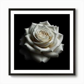 White Rose On Black Background Art Print