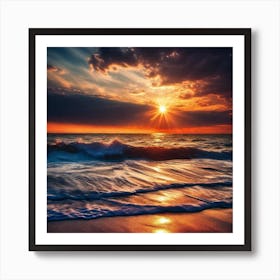 Sunset At The Beach 465 Art Print