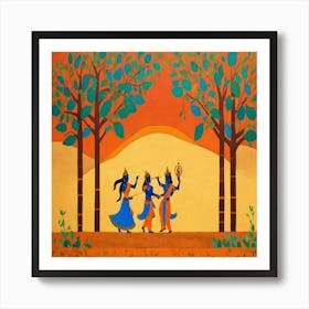 Krishna Dance Art Print