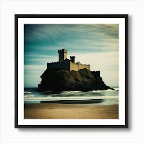 Big Sandcastle over ocean Art Print