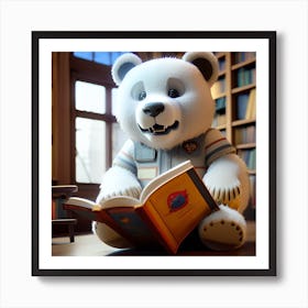 Polar Bear Reading A Book Affiche