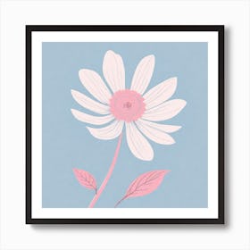 A White And Pink Flower In Minimalist Style Square Composition 478 Art Print