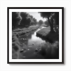 River In Black And White 8 Art Print