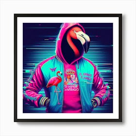 Neon Flamingo Art Print