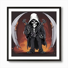 "Deathly Duet: Unmasking the Guardians of the Underworld" Art Print