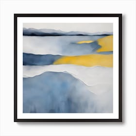Abstract In Blue And Yellow Beach Art Print