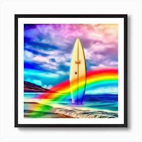 Rainbow Surfboard Art Print