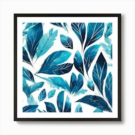 ocean blue leafs 1 Art Print