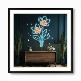 Neon Flowers Art Print