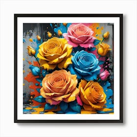 Graffiti Roses painting Poster