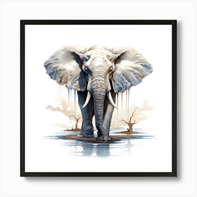 Elephant In Water Poster