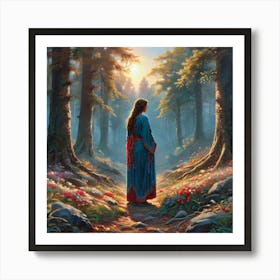 Jesus In The Woods 3 Art Print