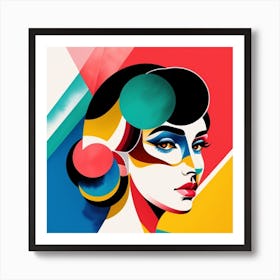 Retro Cubism Face 5 Art Print