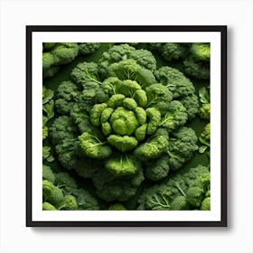 Broccoli On Green Background 2 Art Print