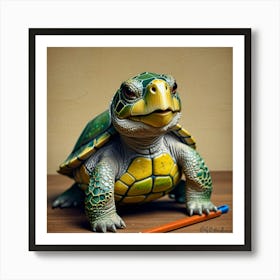 Turtle With Pencil 1 Art Print