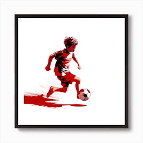 Boy Kicking Soccer Ball Art Print