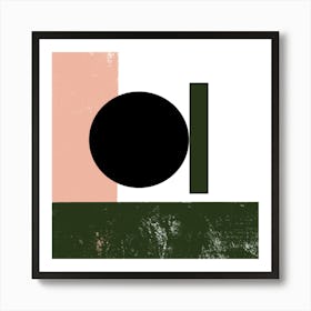 Green and Pastel Geometric Shapes Art Print