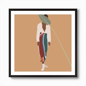 Woman Holding A Leaf Art Print