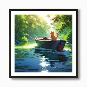 Cat In A Boat Art Print