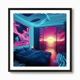 Neon Bedroom 4 Art Print