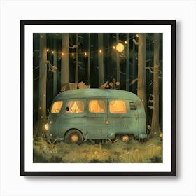 Vw Bus In The Forest Art Print