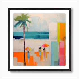 Retro Beach Days Colorblock 5 Art Print