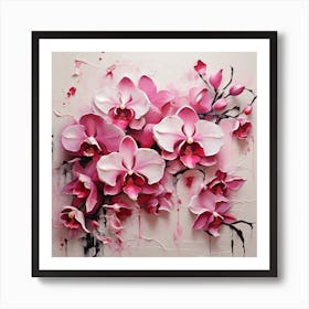 Pattern with pink Orchid flowers 2 Art Print