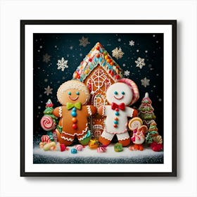 Firefly Gingerbread, Men, Friends, Gumdrops, Candy, Canes, Snowflake, Ornament, Christmas, Concept, (9) Art Print