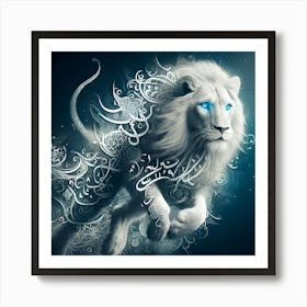White Lion With Blue Eyes Art Print