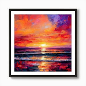 Sunset At The Beach 40 Art Print