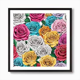 Roses Seamless Pattern 23 Art Print