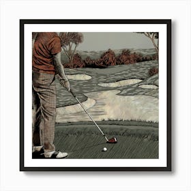 Golfer At The Tee 1 Art Print