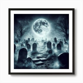 Cemetery At Night 3 Art Print
