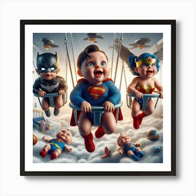 Superman Baby Swings Art Print