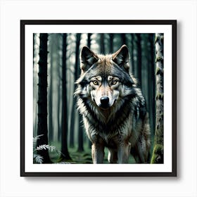 Wolf In The Woods 22 Art Print