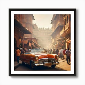 Street Scene In Rajasthan Art Print