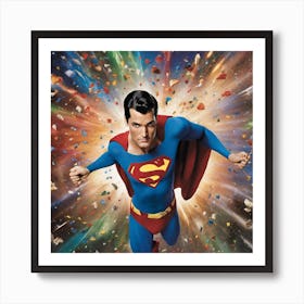 Superman Flying Through Space Art Print